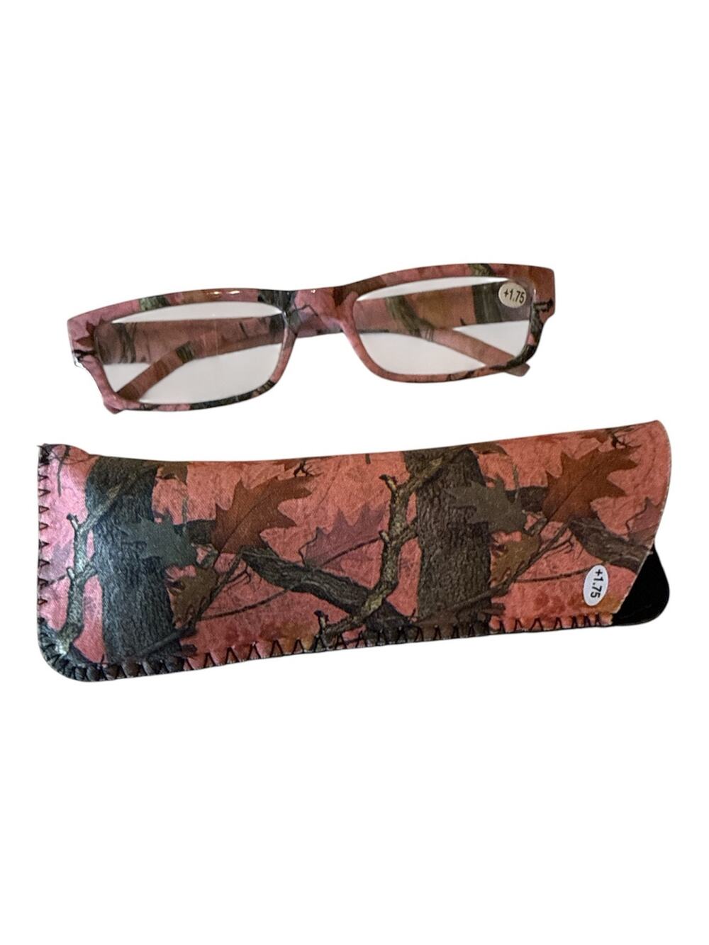 NWT Camo Reader Glasses +1.75 Rectangular Womens Cheaters Pink Green Brown